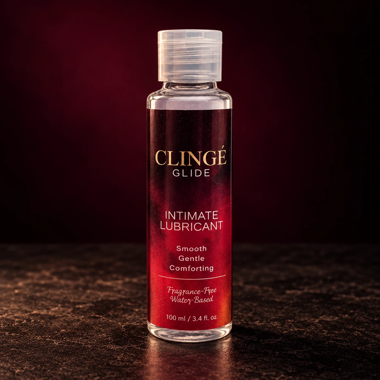 Clingé Glide 100 ml bottle in studio light